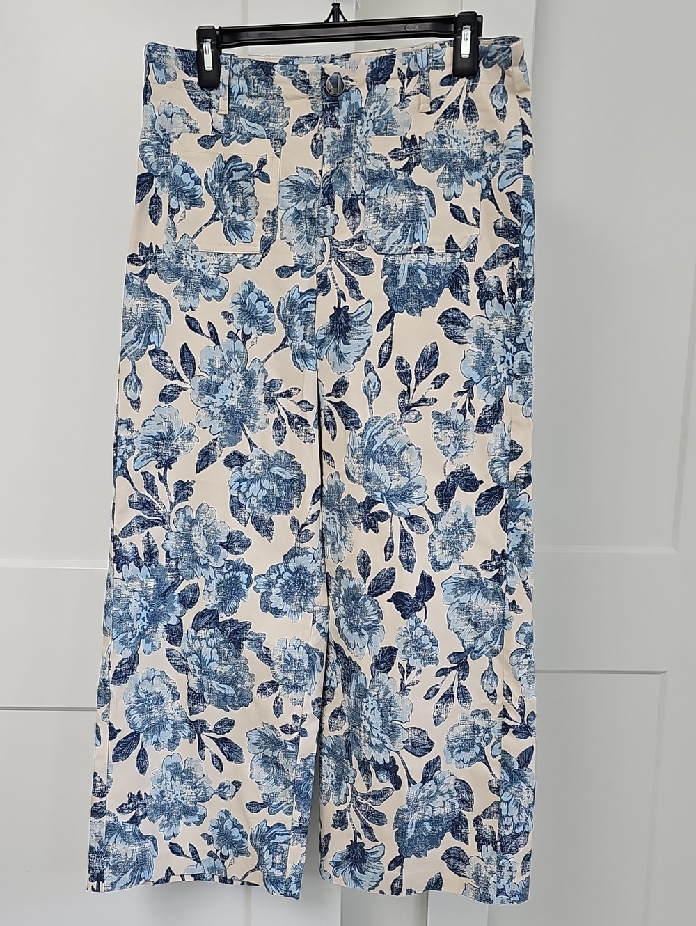 Jules & Leopold Blue Floral and Cream Wide-Leg  W 30 Inseam 26